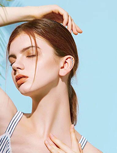 Sterling Silver Climber Earrings for Women 7 Crystals Ear Cuffs Cartilage Hypoallergenic Jewelry Dainty Fashion Birthday Gift for Women2