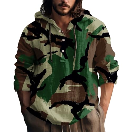 Sweat à capuche camouflage noir S style casual et loose pour homme et femme