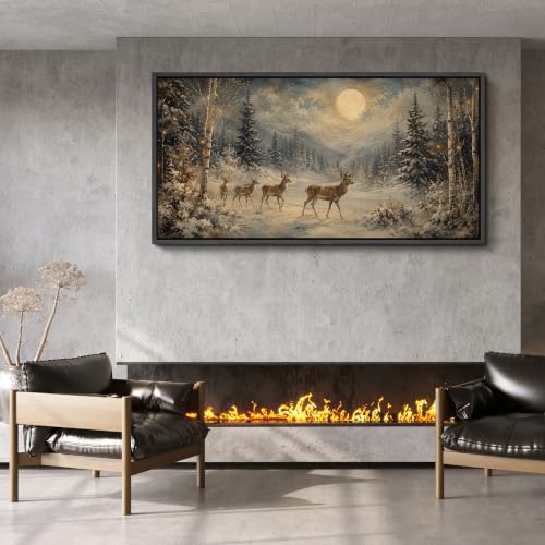 Image of MUDECOR Extra Large Framed Canvas Print Wall Art Deer Art for Living Room