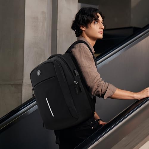 OIWAS Travel Laptop Backpack, Lightweight Business Work Backpack for Men 15.6inch Carry On Backpack with USB Port, 32.8L Large Airline Approved Laptop Daypack (Black)2