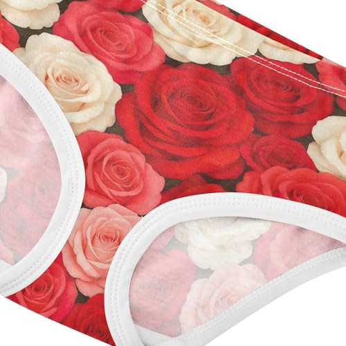 Joisal Toddler Girls Underwear 2t Cotton Panties for Girl Animals Briefs Girls Undies Red Pink White Roses4