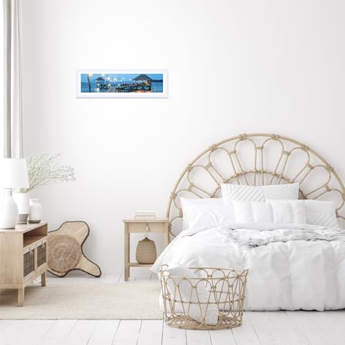 Image of JCJMY 8x24 Picture Frame with 6x22 Mat, Panoramic Picture Frame Display Photo 6x22 with Mat or 8 x 24 Without Mat, Wall Hanging Large 8 by 24 Poster Frame with Plexiglass, White