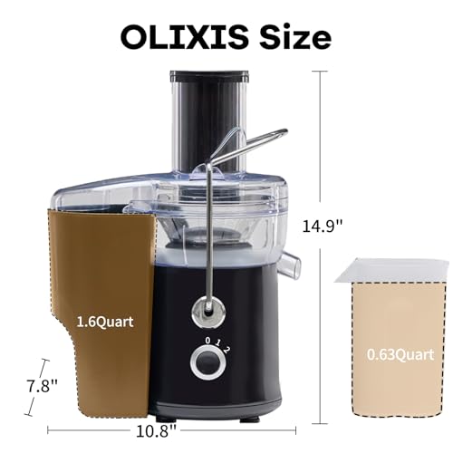 Image of OLIXIS Centrifugal Juicer Machines, 480W Juice Extractor with 2.6 inch Feed Chute for Vegetable and Fruit, Electric Juicer with Dual-Speed Quick Juicing, Easy to Clean, BPA-Free, Black
