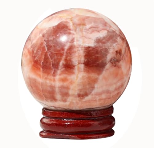 Quartz Crystal Ball,Red Meat Stone Ball for Decoration,Crystal Ball Home Furnishings, Crystal Feng Shui Gift Decor,50~55mm