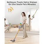 60KPA/600W Aspirateur Balai sans Fil, 75 Minutes Autonomie Aspirateur sans Fil Puissant avec Recharge Murale Écran Intelligent, aspirateur balai puissant pour Les Poils d'animaux/Tapis/Sols Durs