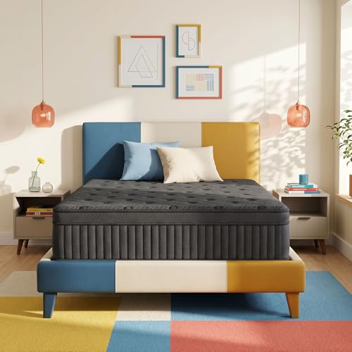 inight Full Size Mattress - 12 Inch Medium Firm Hybrid for Guest Room, Lower Back Support Pocket Springs, Bamboo Charcoal Breathable Foam, Supports 130-230 lbs, Fiberglass-Free
