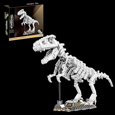 NEWABWN Dinosaur Building Kit,Dinosaur Park World Tyrannosaurus Fossils Creative Animal Building Toys for Boys Girls 6+,Glow in The Dark, Use Sunlight/Lights to Store Energy(435 Pieces) Cover