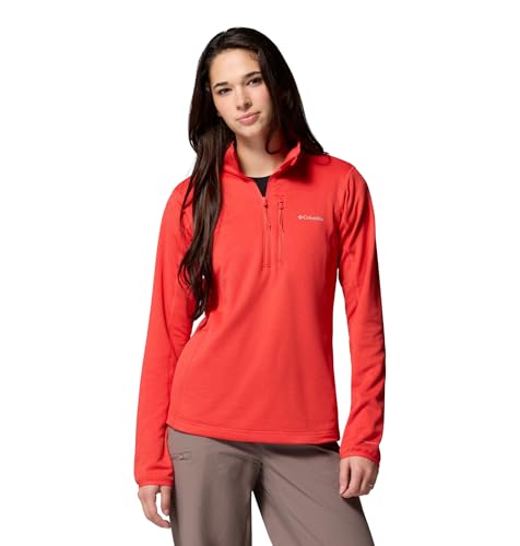 Columbia Women's Essential Hike Grid Fleece Half Zip, Poppy Red, X-Large