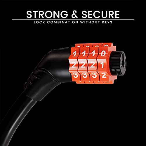 Image of Pivalo PVBCL06 Multipurpose 4 Digit Security Resettable Combination Coiling Bike Cable Lock 2 Feet x 1 /2 inch Anti-Theft Protection Helmet Bicycle Number Locks (Orange)