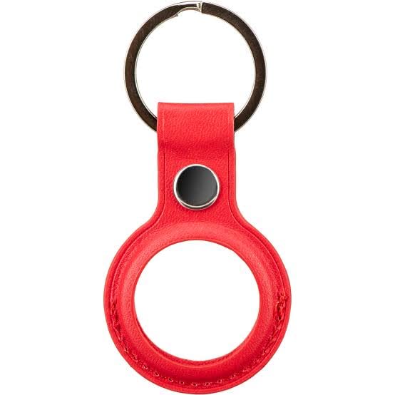 Leather AirTag Keyring Case – Limited Red Edition Apple AirTag Holder – Protective Tracker Cover with Key Ring, Compatible with Apple AirTag Accessories