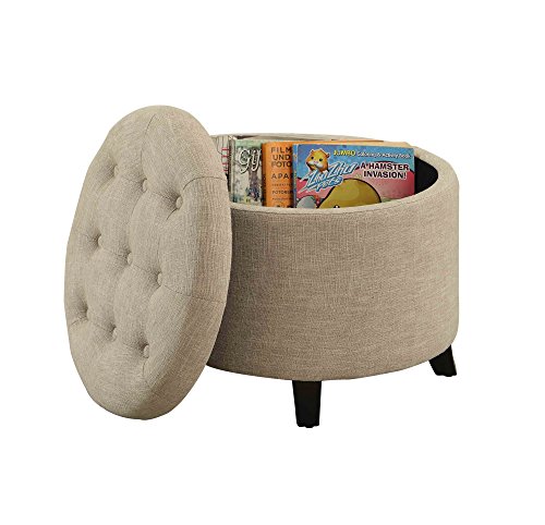 Convenience Concepts Designs4Comfort Round Ottoman, Tan #TOP2