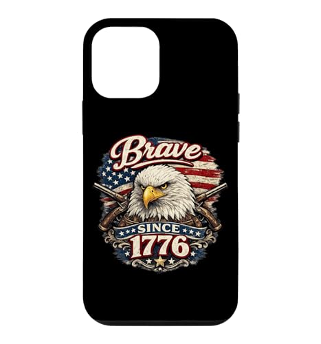Brave Since 1776 Patriotic Eagle USA 7��4�� ���B���e�[�W 1776�N �A�[�g �X�}�z�P�[�X iPhone 12 mini �p