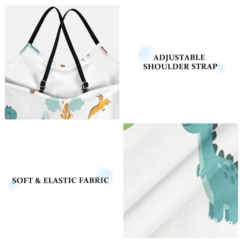 Cute Cartoon Dinosaurs White Girls Swim Suit with Adjustable Shoulder Strap, Beach Swimwear, 3-103