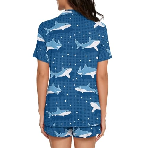 Image of Women's Short Sleeve Sleepwear Pajamas Nightwear with Pockets | skin-friendly breathable material resists pilling fading and deformation after repeated washing