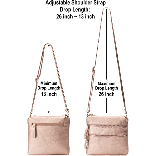 Image of Solene Small Multi Zipper Pocket Crossbody Bag with Adjustable Strap, Lightweight Travel Purse, Daily Small Messenger Pouch