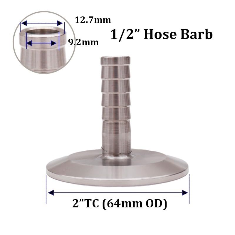 76mm Hose Barb x 91mm Ferrule OD 304 Stainless Steel Hex Sanitary Connector Pipe Fitting for Homebrew Fit 3