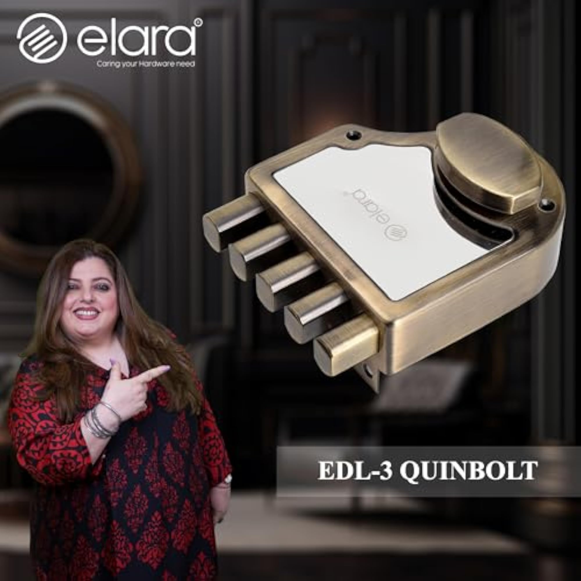 Quinbolt Deadbolt Lock for Wooden Doors, Right & Left Handed