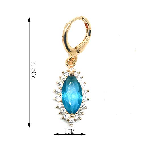 Bridal Dangle Drop Earrings For Women, 6Mmx12Mm Marquise Cut Cubic Zirconia Cz Simulated Aquamarine Earrings Jewelry For Birthday Party Wedding Engagement Xmas Gift #TOP1