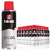 3-IN-ONE Multi-Purpose Aerosol Spray 200ml, Clean, Lube and Protect Moving Parts, Oil Spray that Helps Prevent Rust, Long Lasting Lubricant for Tools and Gears (12x 200ml)