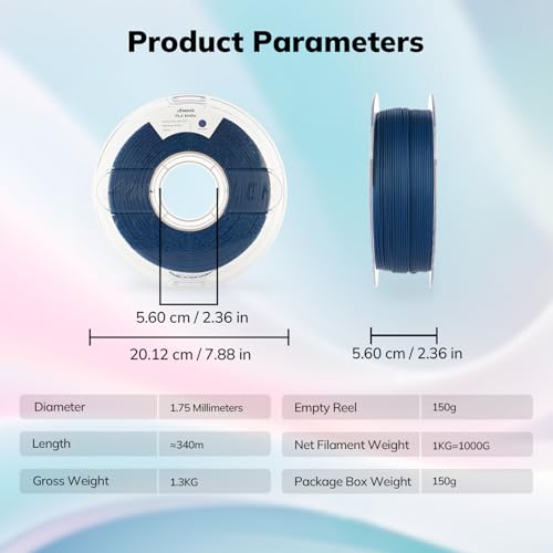 Image of AMOLEN Matte PLA 3D Printer Filament, Navy Blue PLA Filament 1.75mm with Smooth Finish, 3D Printing Filament for Most FDM 3D Printers, Dimensional Accuracy + /- 0.02mm, 1kg Spool (2.2lbs)