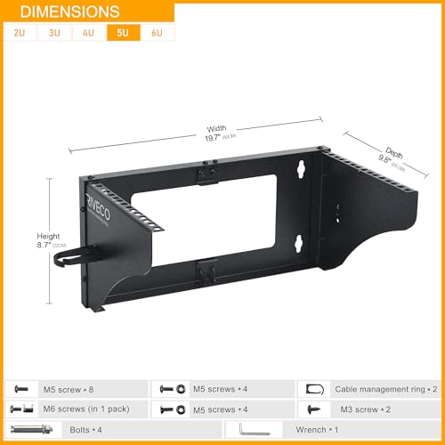 RIVECO 5U Wall Mount Rack for Network Reinforced Heavy Load 66LBS Small Server Racks Vertical & Horizontal Mounting for 19 inches IT & Studio Equipment. by RIVECO - Image 4