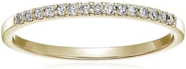 VIR JEWELS 1/8 cttw Petite Round Diamond Wedding Band for Women 10K Yellow Gold Prong Set - Image 2