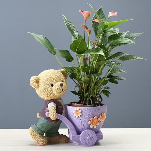 Pot de fleurs ours marron céramique récipient intérieur plante