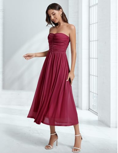 Image of DRESSTELLS Women's Cocktail Dress, Strapless Tube Top Long Maxi Summer Formal Mesh Dresses 2025