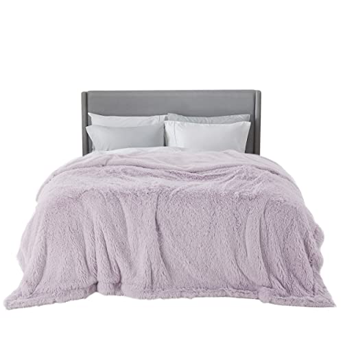 Bedsure Faux Fur Fluffy Sherpa Fleece King Bed Blanket Lavender 108"x90"