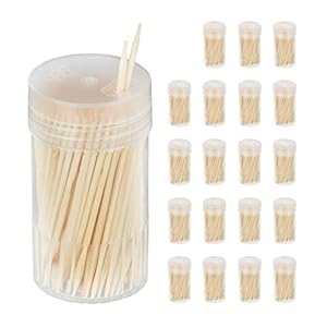 Relaxdays Tandenstoker hout 4000-delige set, dun, voor tandhygiëne, hapjes & knutselen, tandhoutjes, 6,5 cm, naturel