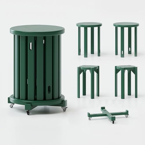 Tabourets empilables en bois blanc et tables gigognes gain de place pour salon