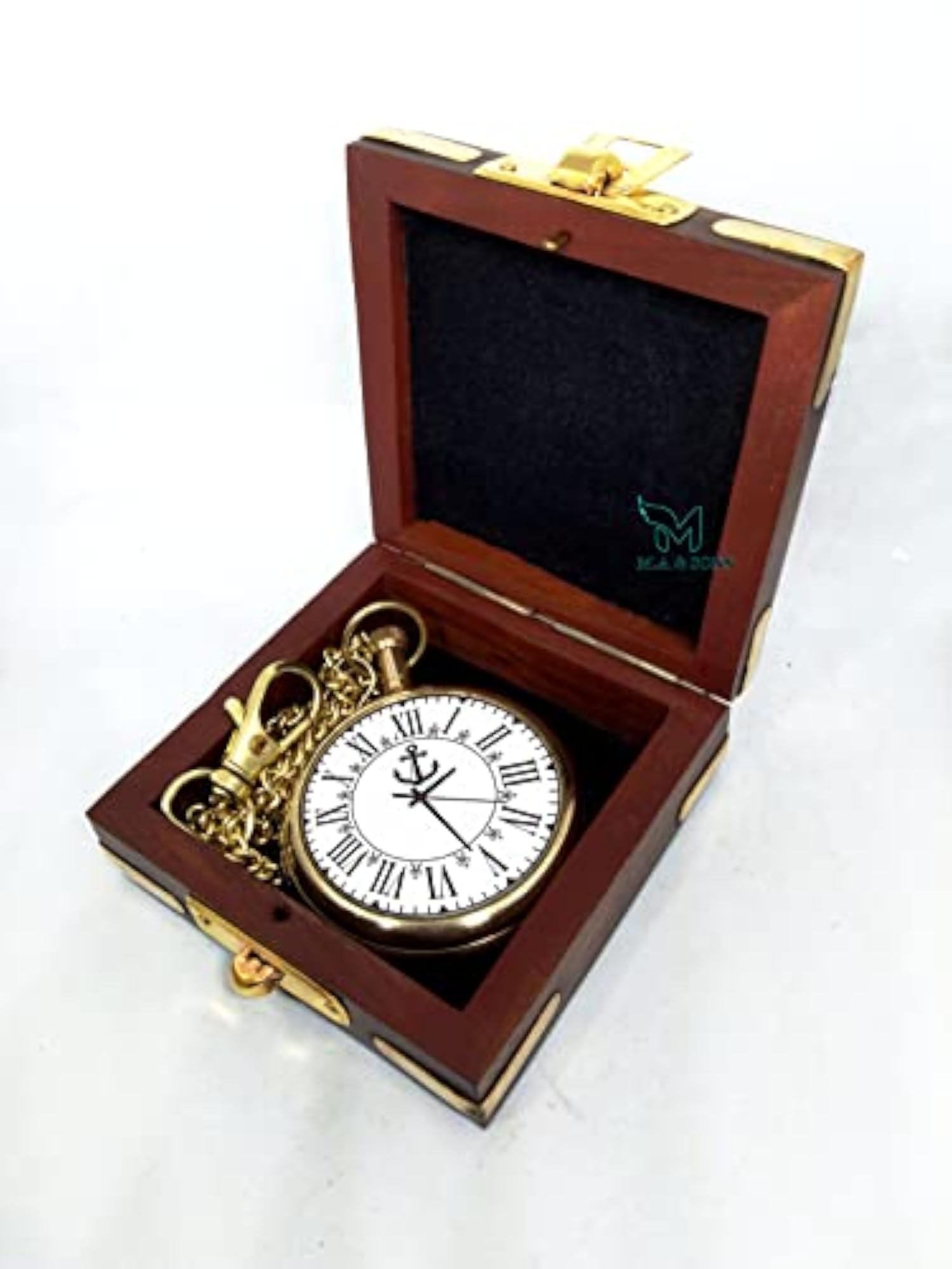 COMPASS Unisex Brass Pocket Analog Watch with Chain