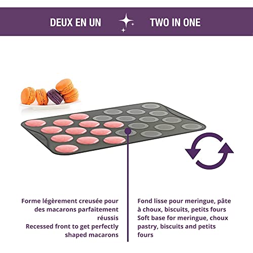 Mastrad Small Macaron Baking Sheet, 25 Ridge Mold Tray Mat, Flexible, Reusable, Non-Stick, Silicone, Heat-Resistant, Multi-Colour - F45514 #TOP3