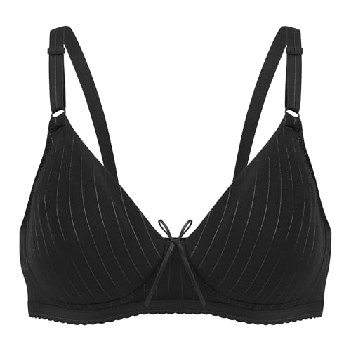 Image of Bestform 5006248 Striped Wireless Cotton Bra with Lightly-Lined Cups
