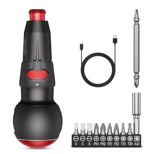 PENTASPI 3.6V Cordless Screwdriver Set, Electric Screwdriver, Electric Ball Grip, 3N.m/10N.m MAX, Rechargeable Repair Tool Kit with Type-C Charging, 280 RPM, LED Light for Furniture, Electronics, DIY
