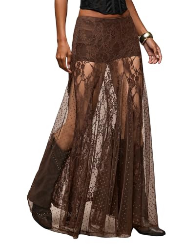 Brown Lace Maxi Skirt