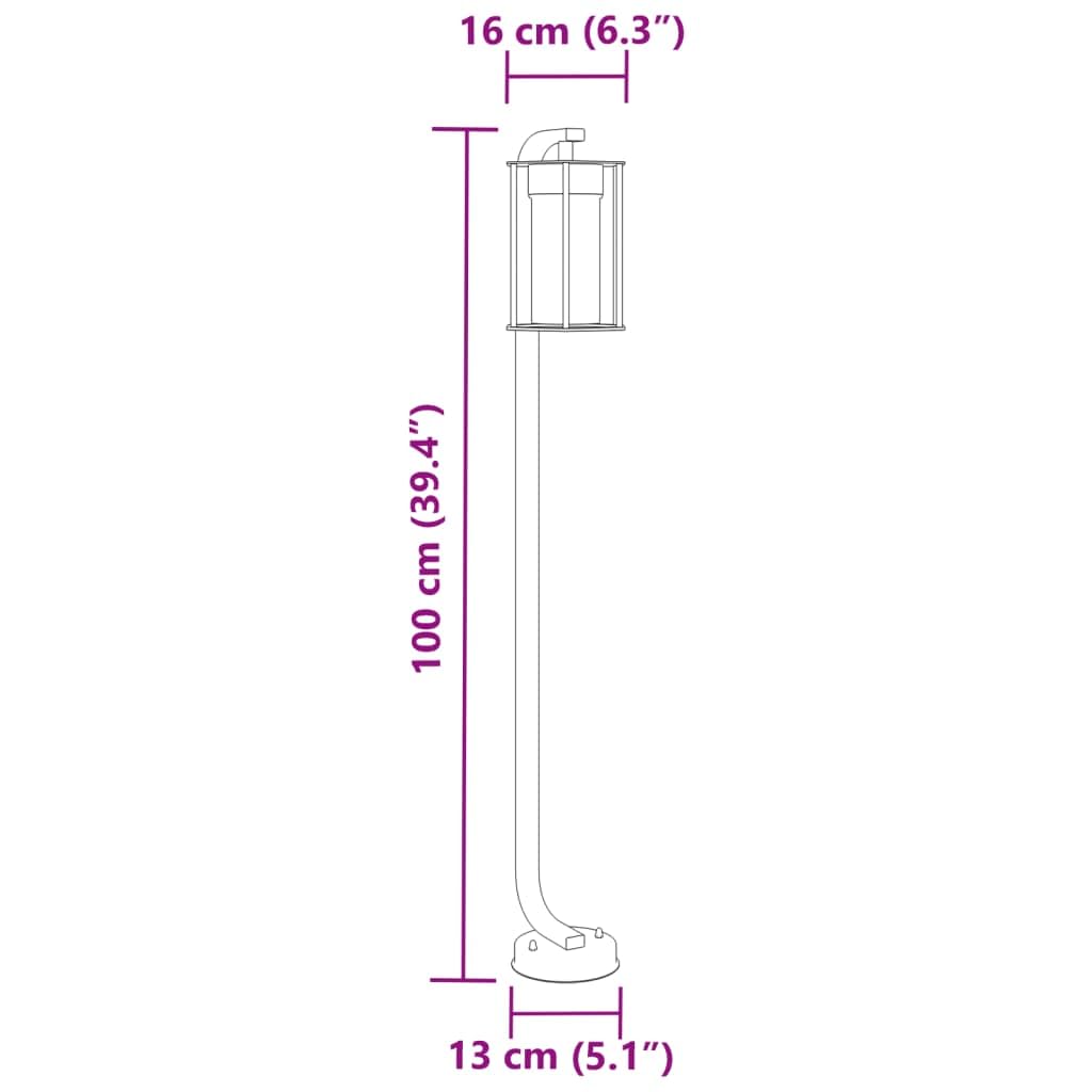 vidaXL Lampada da Terra per Esterni Argento 100 cm in Acciaio Inox