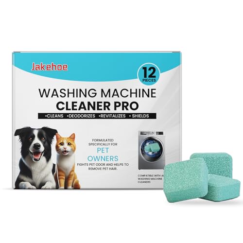 Wasmachinereiniger, tabs, 12 stuks, extra sterk, wasmachinereiniger, tabs, hygiënische reiniger, wasmachine, ontkalkertabs, sterk tegen geur voor eigenaren van huisdieren