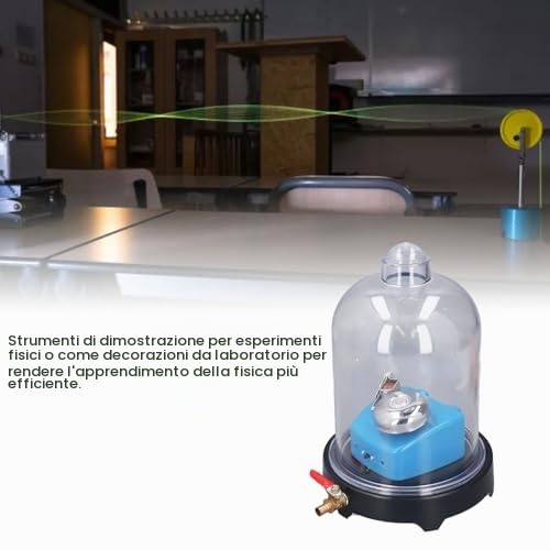 Campana a Vuoto, Camera a Vuoto con Pompa, Barattolo di Plastica Laboratorio Strumento Sperimentale Scientifico per la Fisica del Suono per Esperimenti Sulla Propagazione del