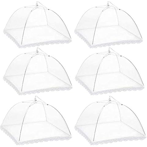 Food Covers, 17 Inch Mesh Pop Up Food Cover, Cake Domes for Outdoors, Screen Tents, Parties Picnics, BBQs, Reusable and Collapsible (6 Pack) Cover