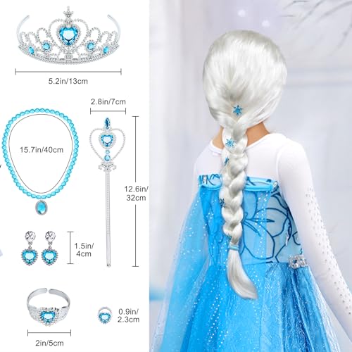 G.C Girls Light Up Elsa Frozen Dress Costume Toddler Princess Dress Up With Cape Kids Elsa Wig Crown Wand Toys Halloween Cosplay Birthday Party Gifts thumb #3