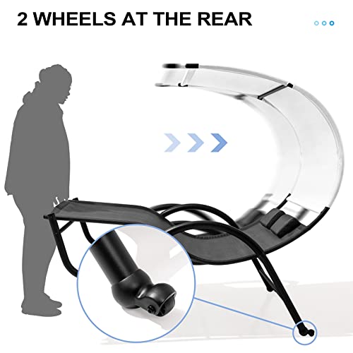 Crestlive Products Patio Double Chaise Lounge, Outdoor Tanning Daybed Lounger, Hammock Bed Loveseat With Sun Shade Canopy, Wheels & Headrest For Backyard, Pool, Lawn(Black) #TOP6