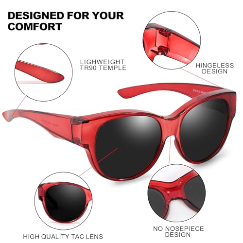 Image of Trysee Polarized Fit Over Sunglasses for Women, Trendy Oversized Wear Over Glasses Shades UV400 Protection TS5779
