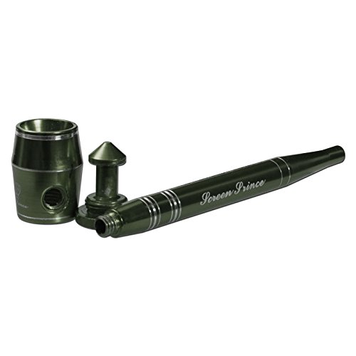 Screen Prince - Sieblose Pfeife aus Aluminium - Länge 120mm - komplett zerlegbar (grün, 120mm)