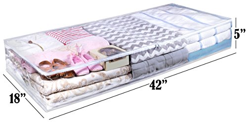 Clear Underbed Storage Bag - Durable Vinyl Material To Shield Your Contents From Dust, Dirt And Moisture. Easy Gliding Zipper For Easy Access And Label Pocket For Easy Identification. (2-Pack) #TOP1