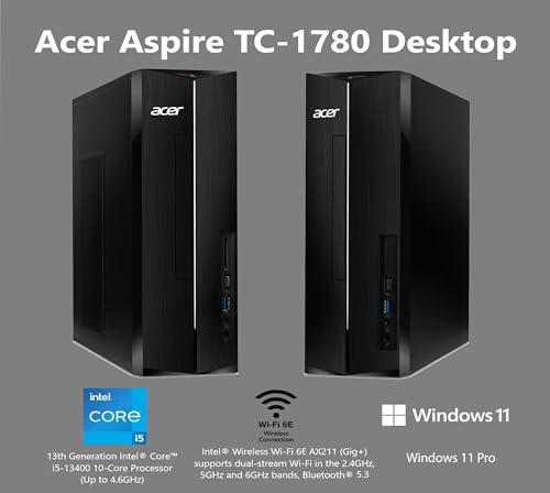 Image of Acer Aspire SFF Desk Business Desktop Computer, Intel Core i5(10-Cores /16-Threads), 16GB RAM, 512GB PCIe + 500GB Portable HDD, Small Form Factor, 2-Monitor Support 4K, Wi-Fi, Keyboard & Mouse, Win 11