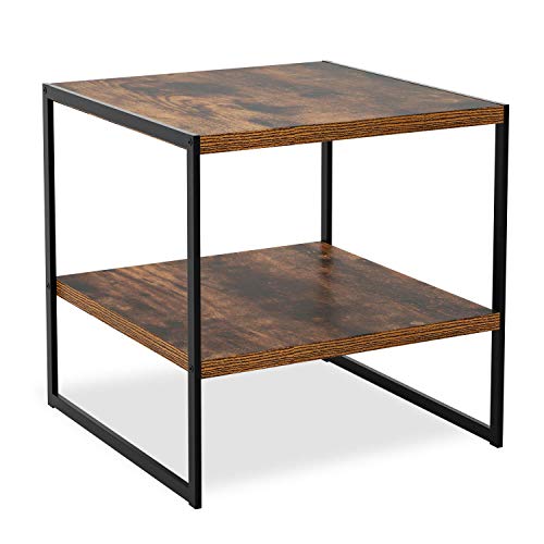 XIAO WEI Side Table Industrial Coffee Table 2 Tier Side Tables Bedside