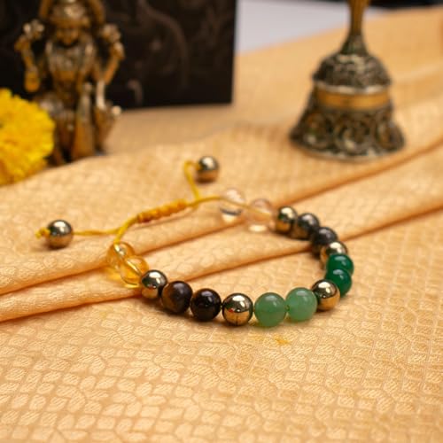 Image of Astrotalk Dhan Yog Bracelet |Attracts Wealth & Prosperity | Manifest Wealth with Citrine, Jade, Tiger Eye, Clear Quartz & Pyrite Stone | Bracelet for Man & Woman | Gift for Man & Woman
