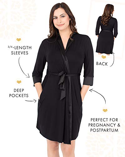 Kindred Bravely Emmaline Maternity & Nursing Robe Hospital Bag/Delivery Essential (Black, Small/Medium) #TOP1