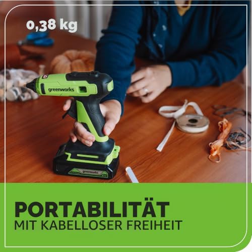 Greenworks 24V Heißklebepistole kabellos 90 Sek Aufheizzeit LED-Beleuchtung – Ansicht 6